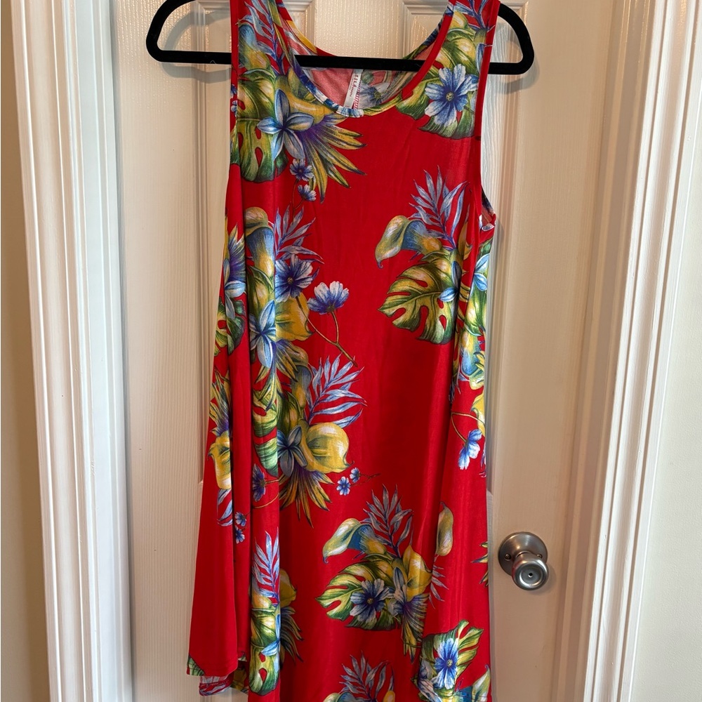 Red Sleeveless Scoop Neck Sundress